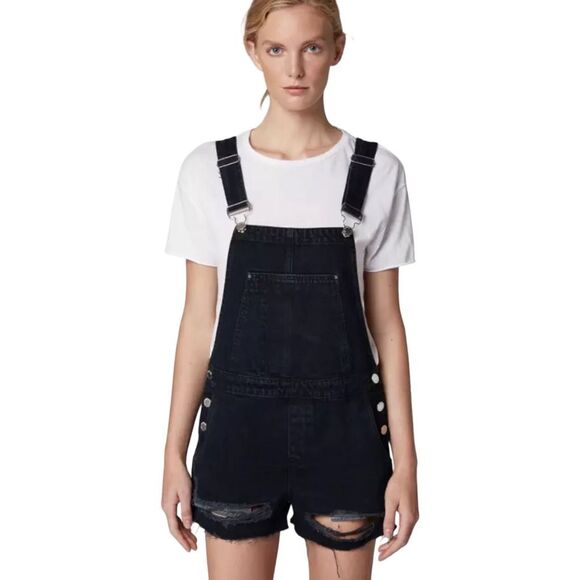 Blank NYC Mercury Rising Denim Distressed Shortalls - Size 31 - Picture 1 of 7